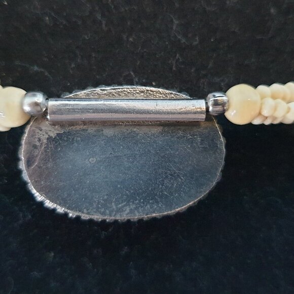 Antique Vintage Native American Silver Carved Bone Silver Necklace – RARE FIND - Picture 9 of 11